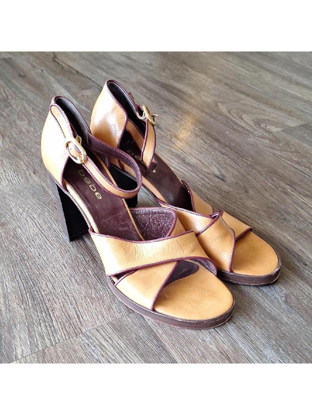 Y2k Vintage Bebe Brown And Purple Open Toe Heel Size 10